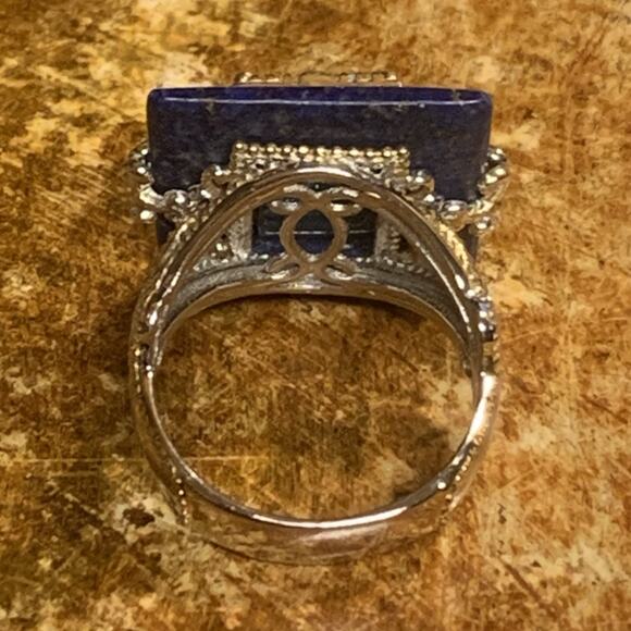Gems En Vogue Ring Sz 9 Sterling Silver Two Tone, Lapis & Turquoise M. Valitutti - Picture 6 of 9